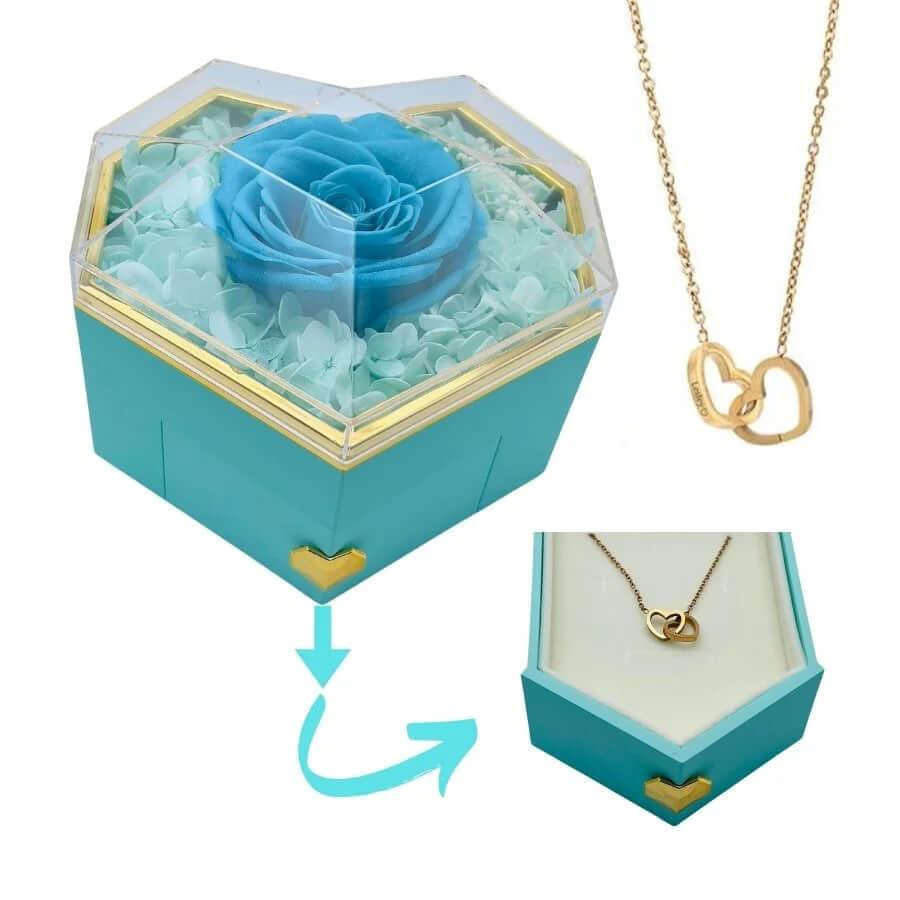Caixa-Rosa-Eterna-Coracao-com-Colar-Amor-Entrelacado-Personalizado-5