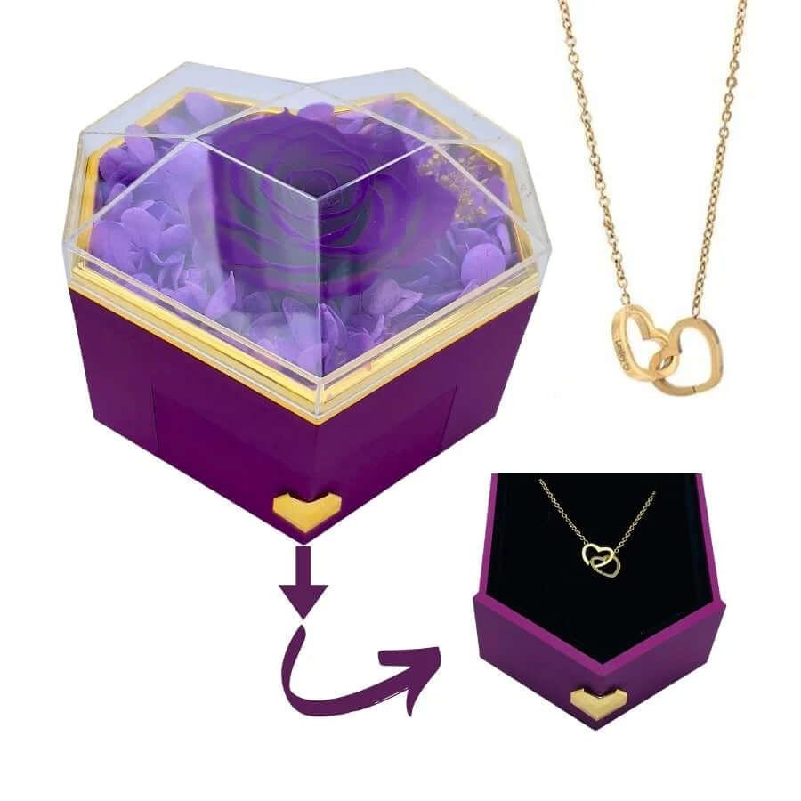 Caixa-Rosa-Eterna-Coracao-com-Colar-Amor-Entrelacado-Personalizado-8